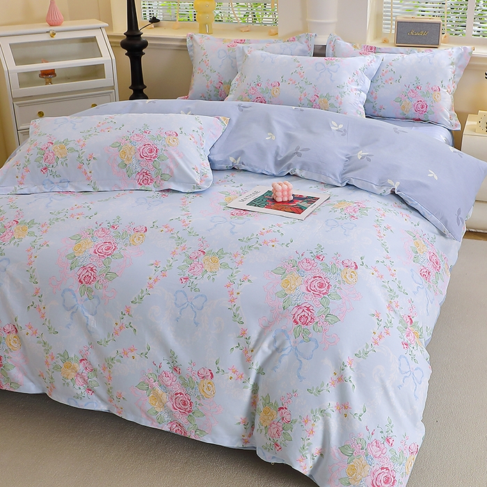 91家纺网 家纺一手货源 找家纺 牧笛缘家纺 2025新款全棉12868单被套蓝韵花影