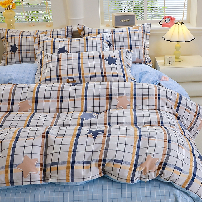 91家纺网 家纺一手货源 找家纺 牧笛缘家纺 2025新款全棉12868单被套星星点点