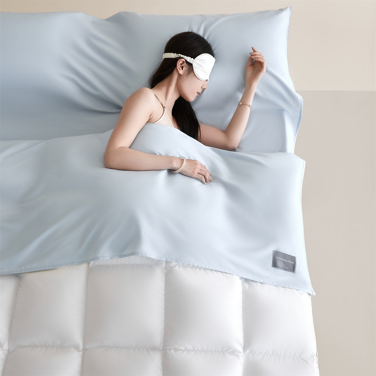 优眠坊 2025新款全棉13372酒店隔脏旅行睡袋纯棉出差旅行床单便携式被套 隔脏旅睡-晴空蓝