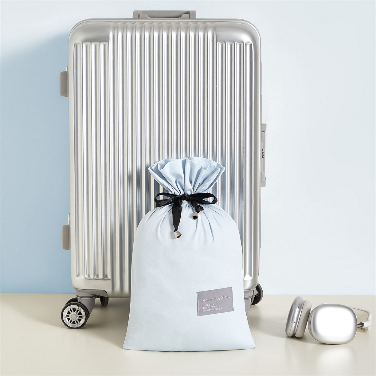 91家纺网 家纺一手货源 找家纺 优眠坊 2025新款全棉13372酒店隔脏旅行睡袋纯棉出差旅行床单便携式被套 隔脏旅睡-晴空蓝