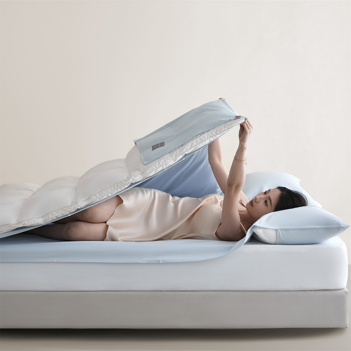 91家纺网 家纺一手货源 找家纺 优眠坊 2025新款全棉13372酒店隔脏旅行睡袋纯棉出差旅行床单便携式被套 隔脏旅睡-晴空蓝