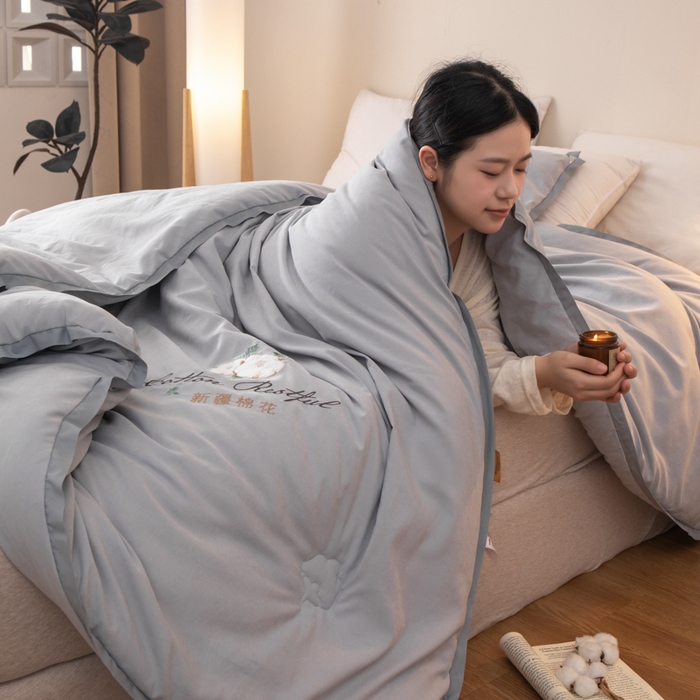 91家纺网 家纺一手货源 找家纺 衿成家纺 2025新款如沐暖阳新疆棉花被子被芯 绅士灰