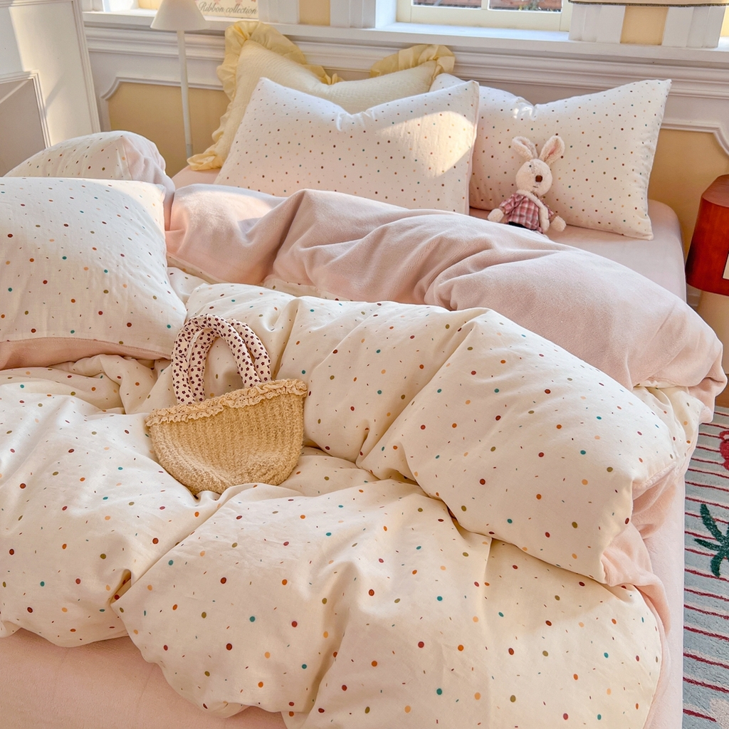 91家纺网 家纺一手货源 找家纺 （总）金丝鸟家纺 2025新款全棉双层纱加牛奶绒四件套