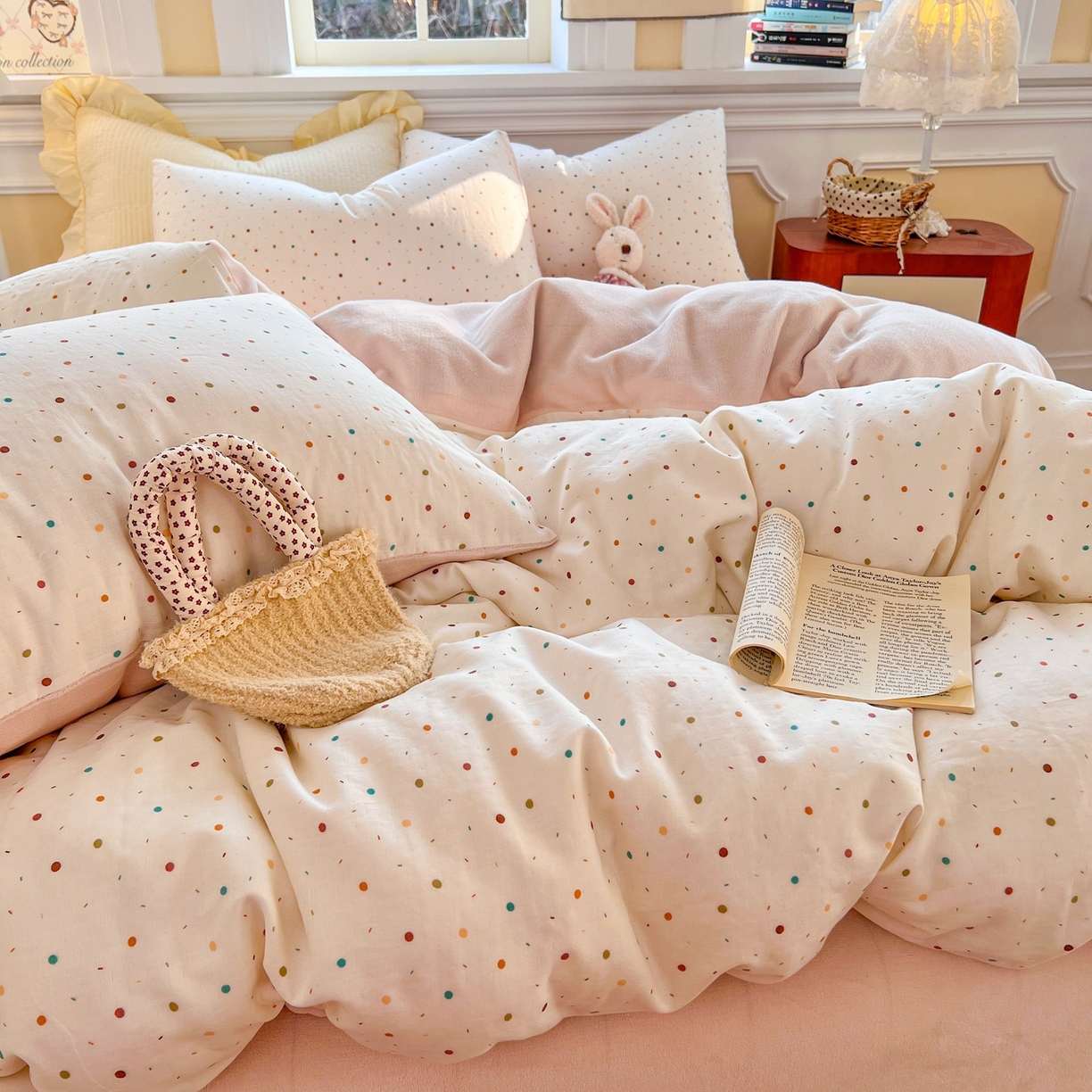 91家纺网 家纺一手货源 找家纺 （总）金丝鸟家纺 2025新款全棉双层纱加牛奶绒四件套