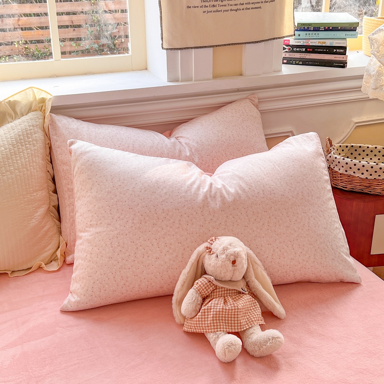 91家纺网 家纺一手货源 找家纺 金丝鸟家纺 2025新款全棉双层纱加牛奶绒四件套 棉语