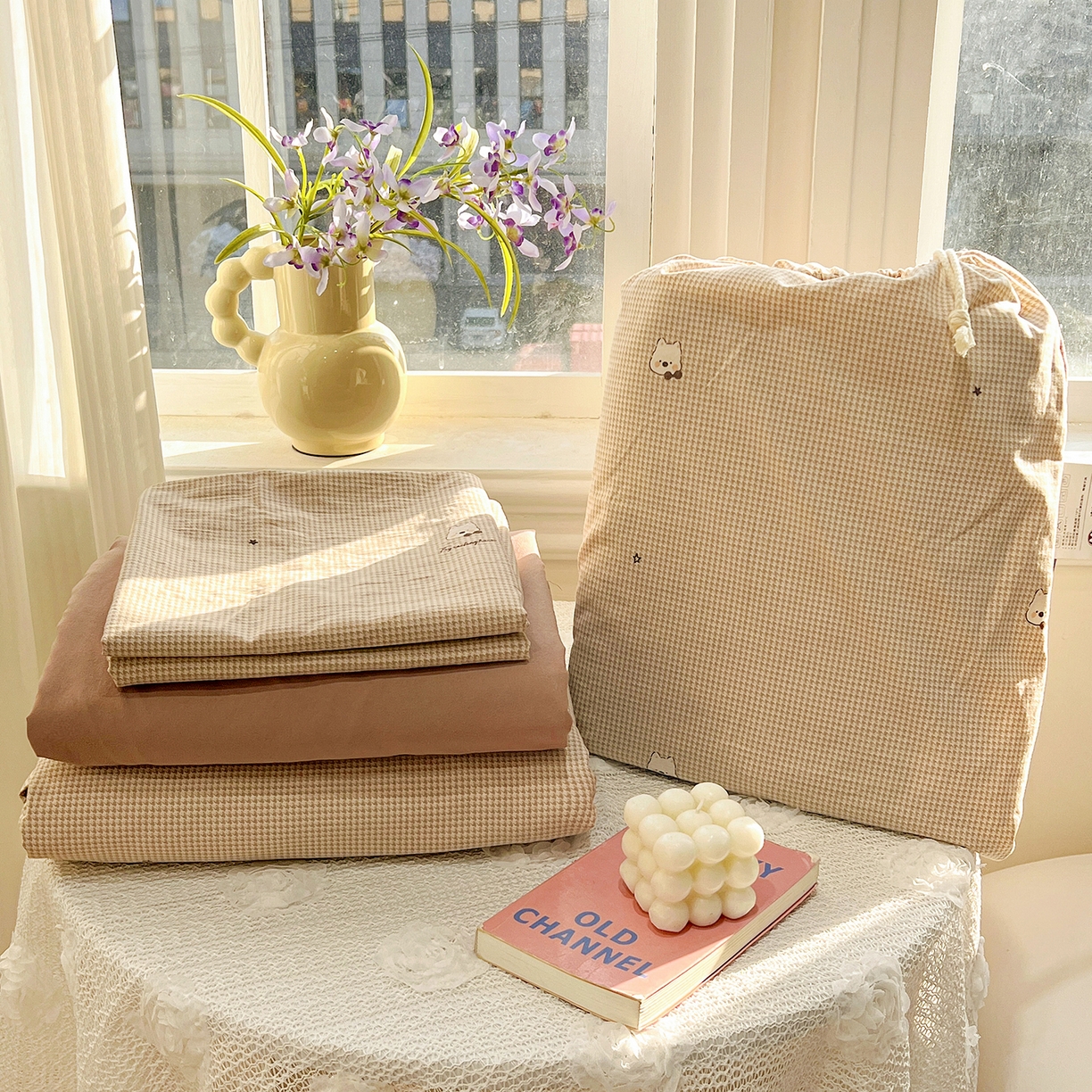 91家纺网 家纺一手货源 找家纺 （总）富米莱（原臻工厂） 2025新款A类古法水洗仿棉云感纱四件套