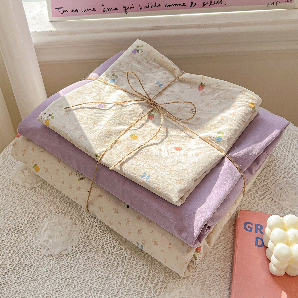 91家纺网 家纺一手货源 找家纺 （总）富米莱（原臻工厂） 2025新款A类古法水洗仿棉云感纱四件套