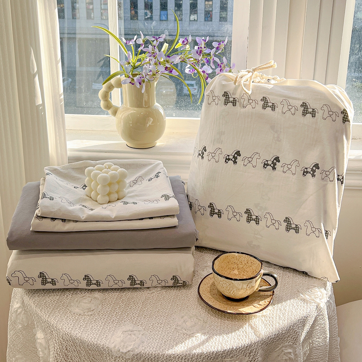 91家纺网 家纺一手货源 找家纺 （总）富米莱（原臻工厂） 2025新款A类古法水洗仿棉云感纱四件套