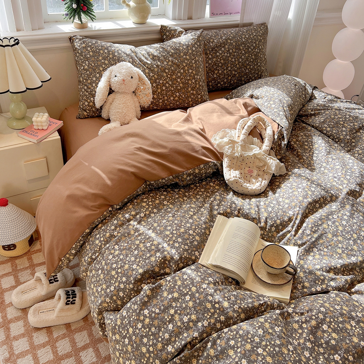 91家纺网 家纺一手货源 找家纺 富米莱（原臻工厂） 2025新款A类古法水洗仿棉云感纱四件套 知秋