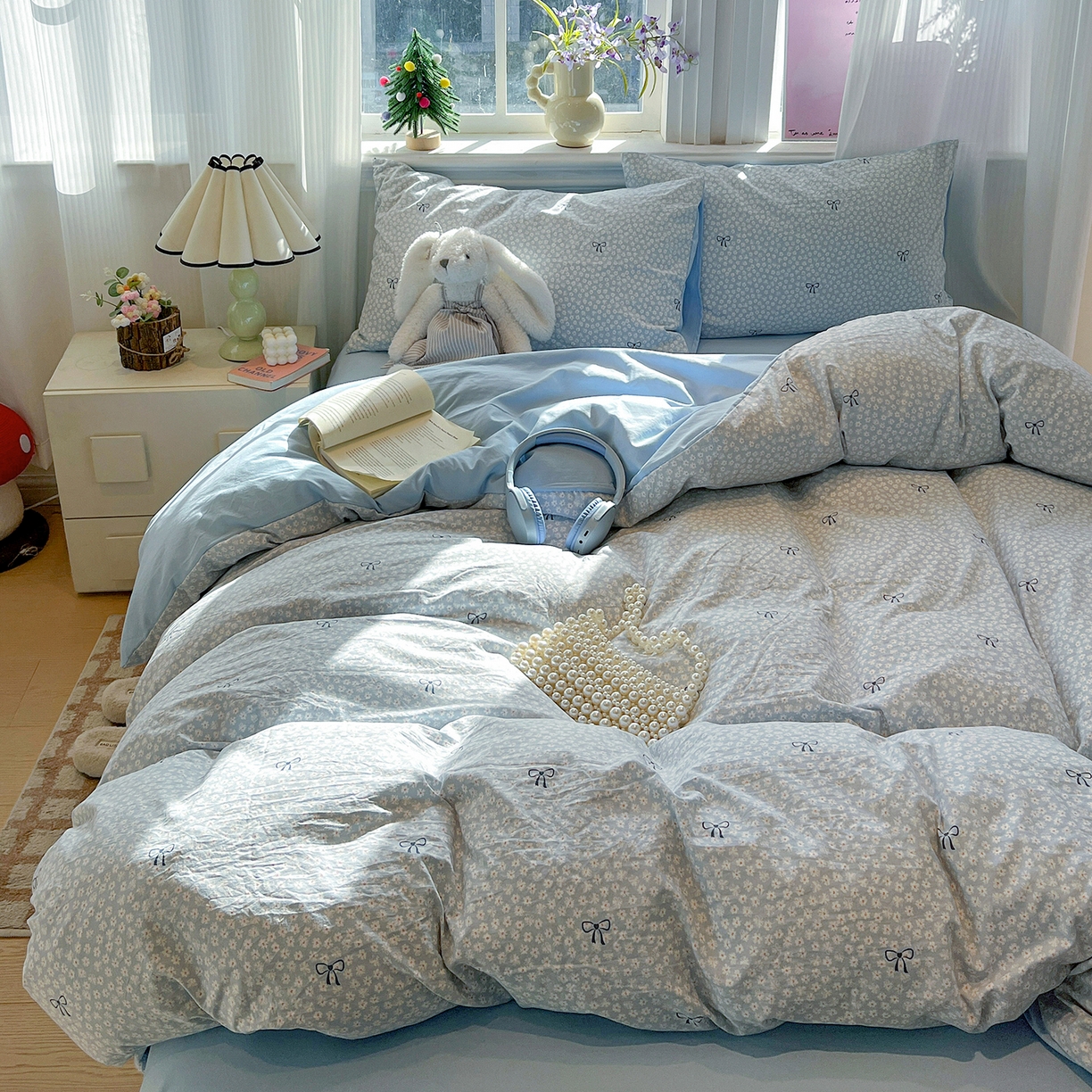 91家纺网 家纺一手货源 找家纺 富米莱（原臻工厂） 2025新款A类古法水洗仿棉云感纱四件套 赫莲娜