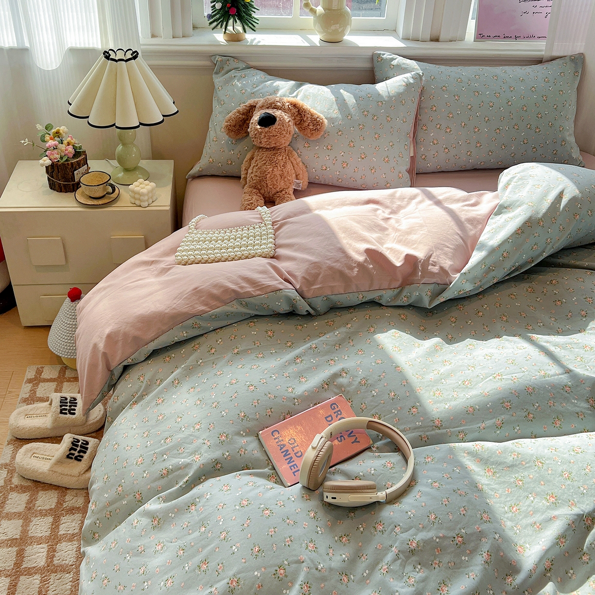 91家纺网 家纺一手货源 找家纺 富米莱（原臻工厂） 2025新款A类古法水洗仿棉云感纱四件套 莉莉安