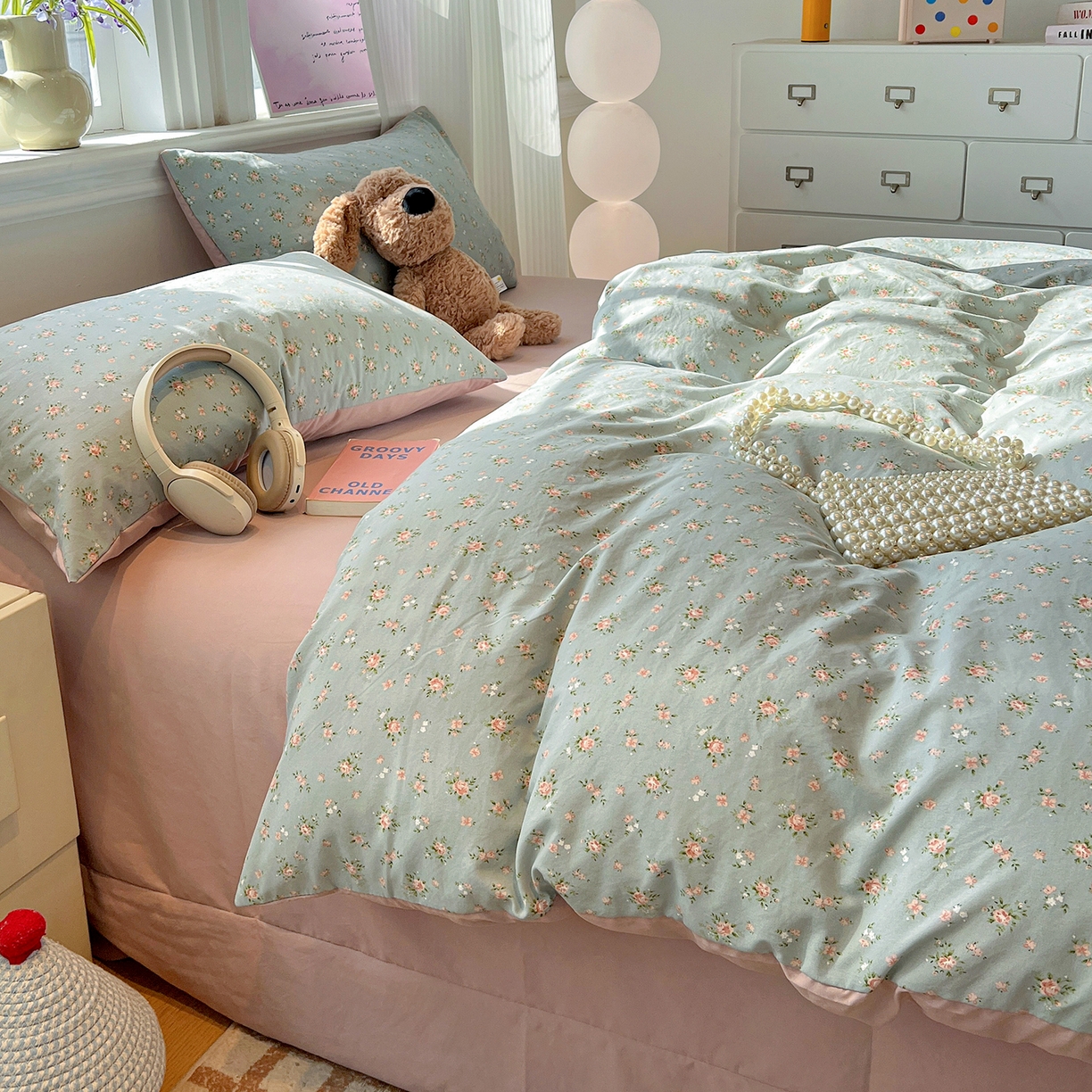 91家纺网 家纺一手货源 找家纺 富米莱（原臻工厂） 2025新款A类古法水洗仿棉云感纱四件套 莉莉安