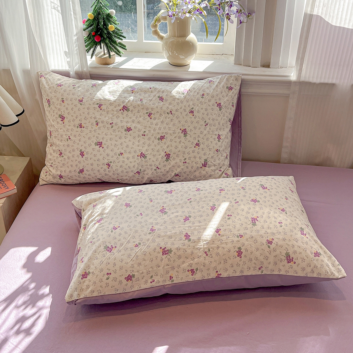 91家纺网 家纺一手货源 找家纺 富米莱（原臻工厂） 2025新款A类古法水洗仿棉云感纱四件套 葡萄