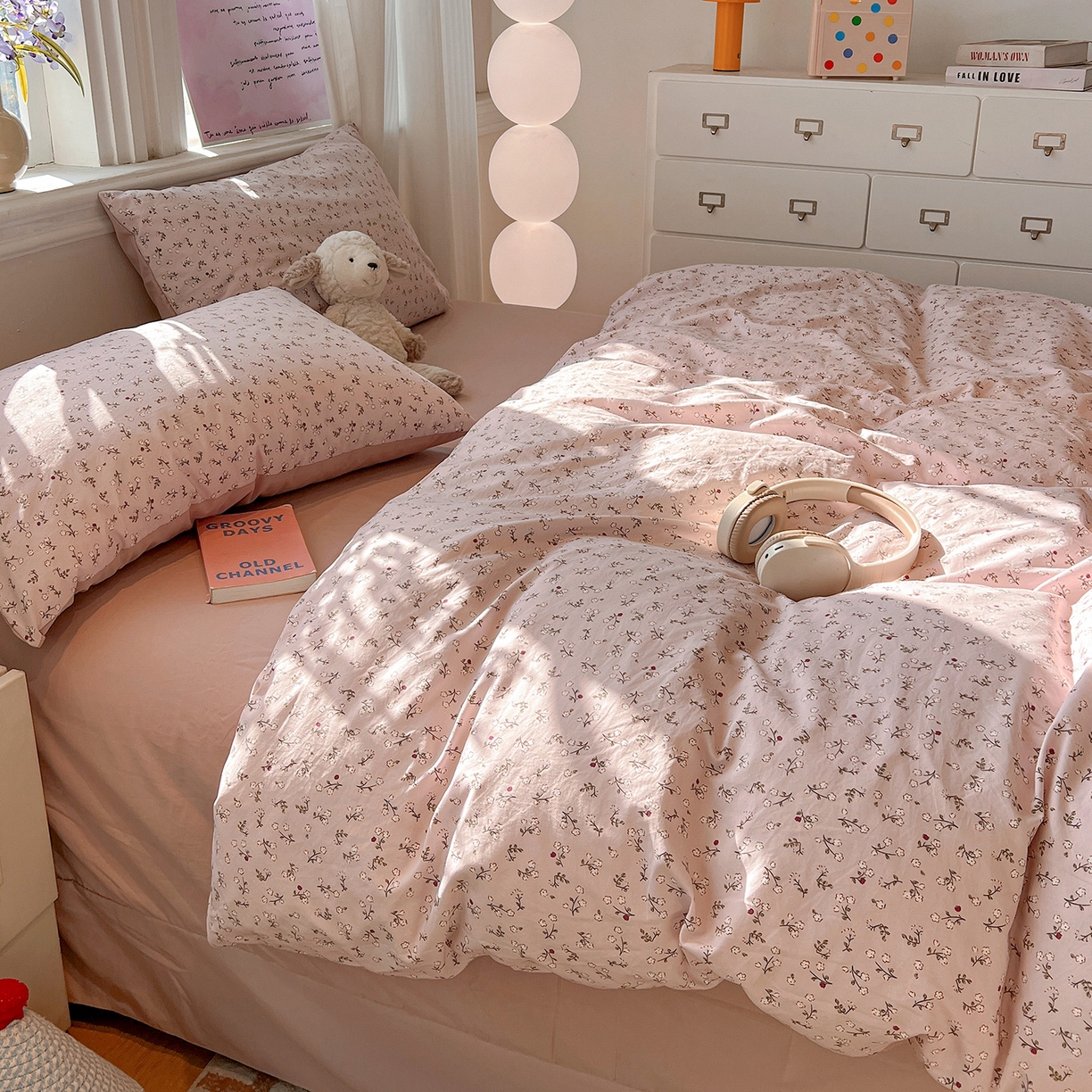 91家纺网 家纺一手货源 找家纺 富米莱（原臻工厂） 2025新款A类古法水洗仿棉云感纱四件套 浅梦