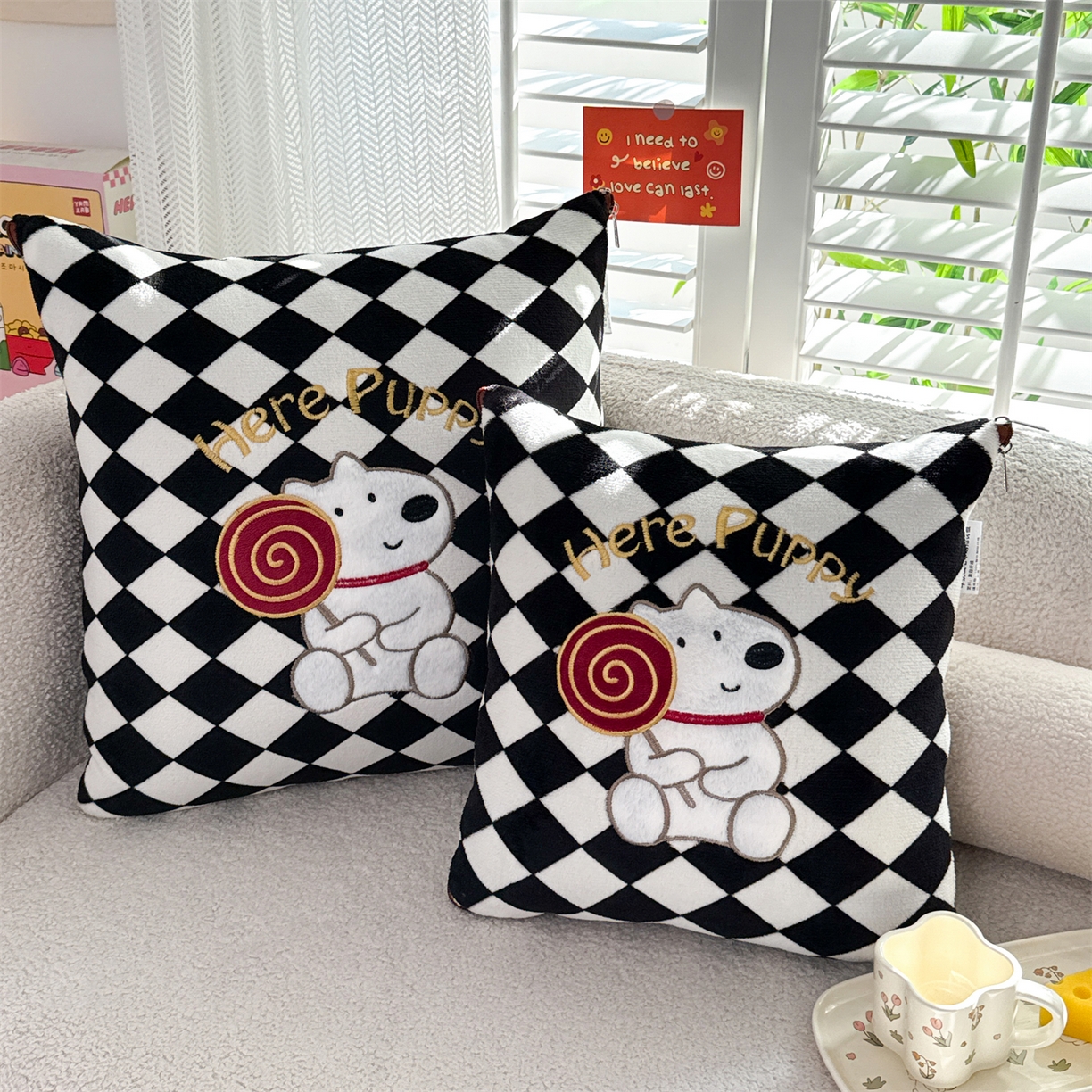 （总）宝马家纺（原梦童画） 2025新款多巴胺风格牛奶绒贴布绣抱枕被