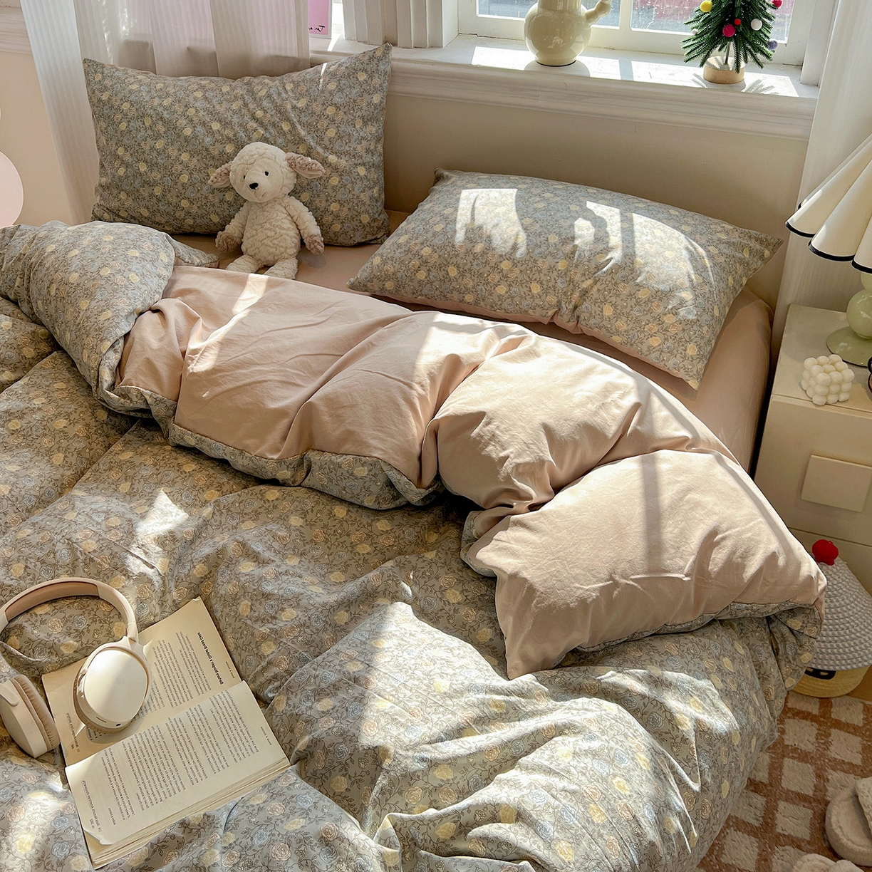 91家纺网 家纺一手货源 找家纺 富米莱（原臻工厂） 2025新款A类古法水洗仿棉云感纱四件套 森屿