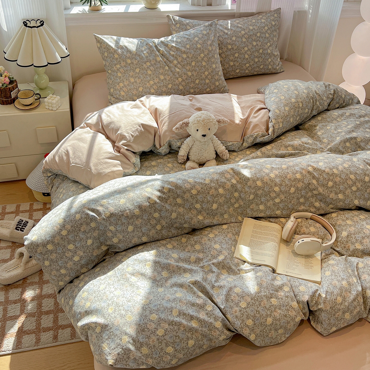 91家纺网 家纺一手货源 找家纺 富米莱（原臻工厂） 2025新款A类古法水洗仿棉云感纱四件套 森屿