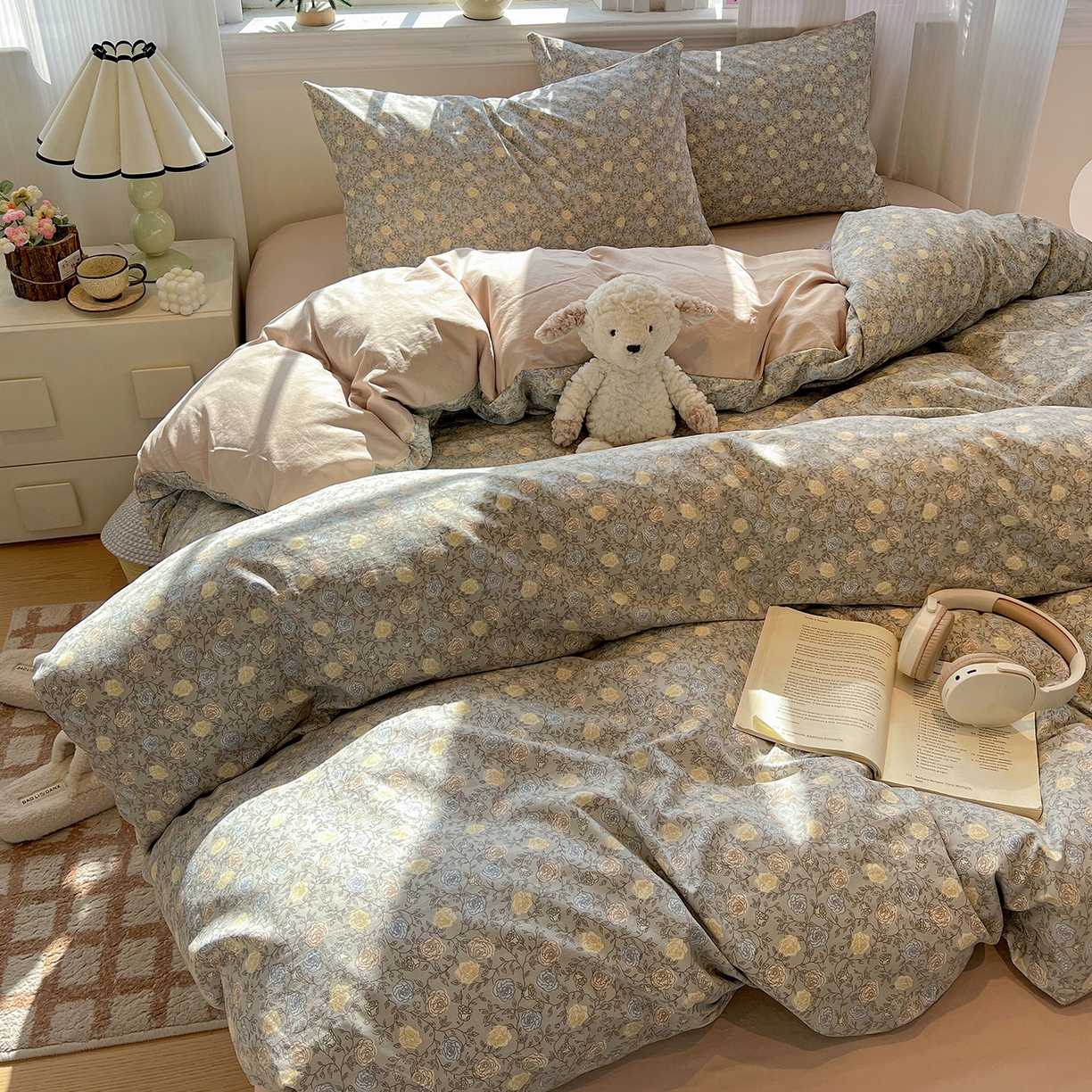 91家纺网 家纺一手货源 找家纺 富米莱（原臻工厂） 2025新款A类古法水洗仿棉云感纱四件套 森屿