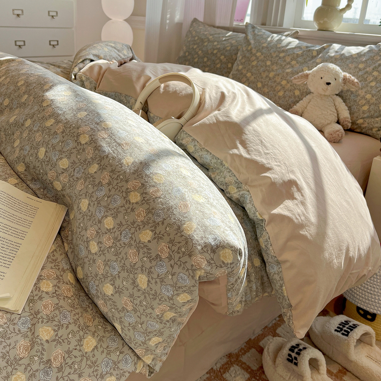 91家纺网 家纺一手货源 找家纺 富米莱（原臻工厂） 2025新款A类古法水洗仿棉云感纱四件套 森屿