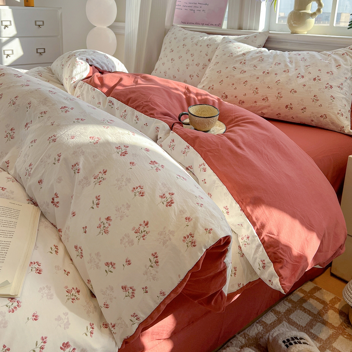 91家纺网 家纺一手货源 找家纺 富米莱（原臻工厂） 2025新款A类古法水洗仿棉云感纱四件套 疏影