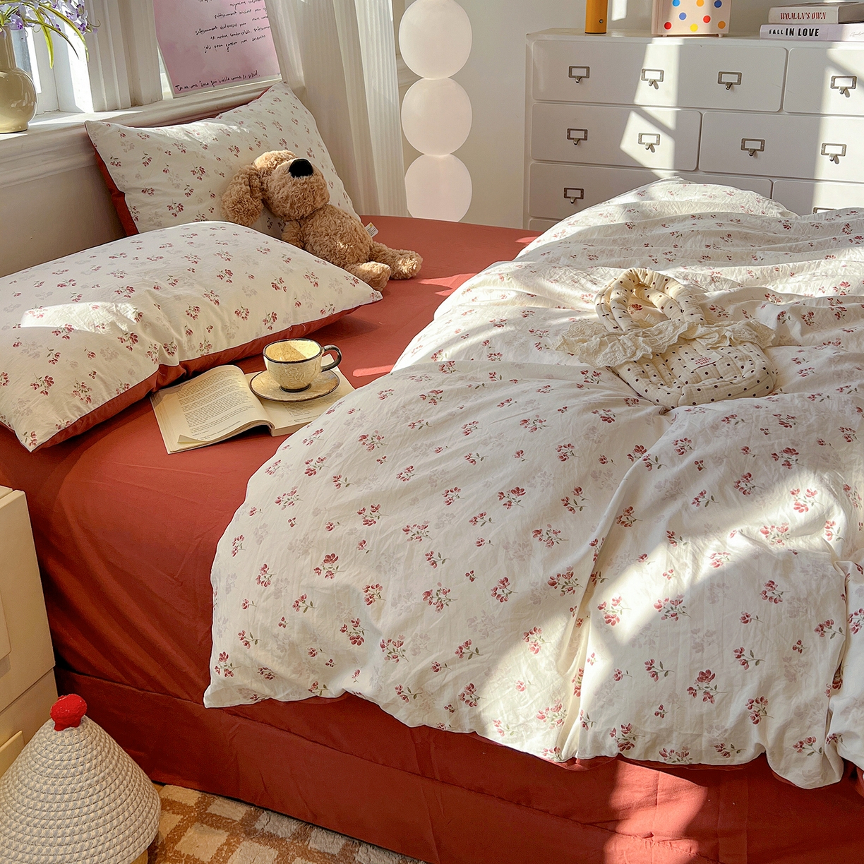 91家纺网 家纺一手货源 找家纺 富米莱（原臻工厂） 2025新款A类古法水洗仿棉云感纱四件套 疏影