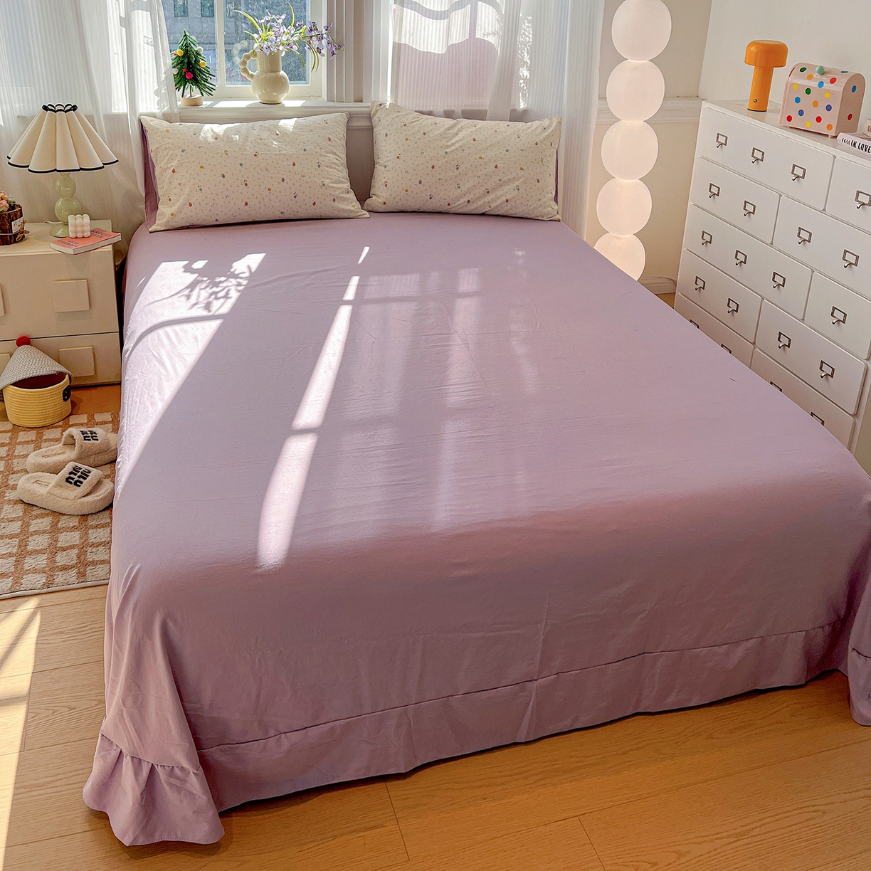 91家纺网 家纺一手货源 找家纺 富米莱（原臻工厂） 2025新款A类古法水洗仿棉云感纱四件套 甜心草莓