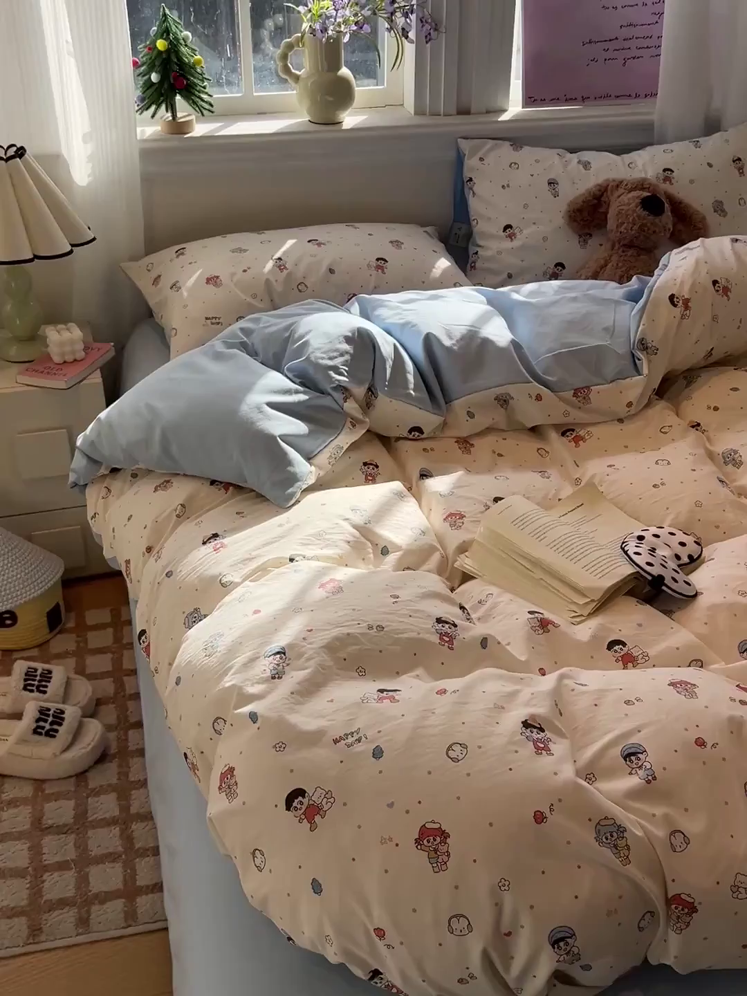 91家纺网 家纺一手货源 找家纺 富米莱（原臻工厂） 2025新款A类古法水洗仿棉云感纱四件套 童趣