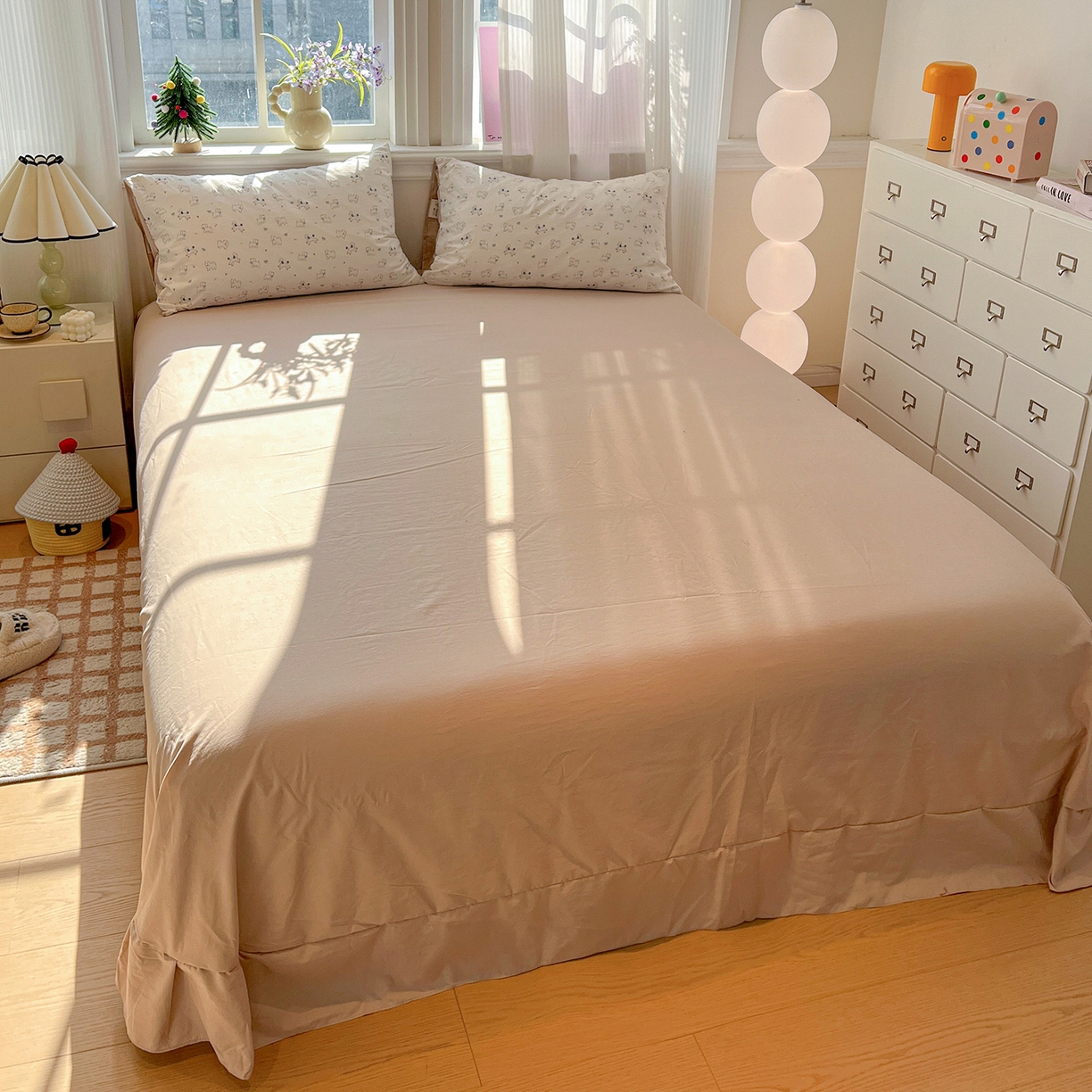 91家纺网 家纺一手货源 找家纺 富米莱（原臻工厂） 2025新款A类古法水洗仿棉云感纱四件套 修修狗