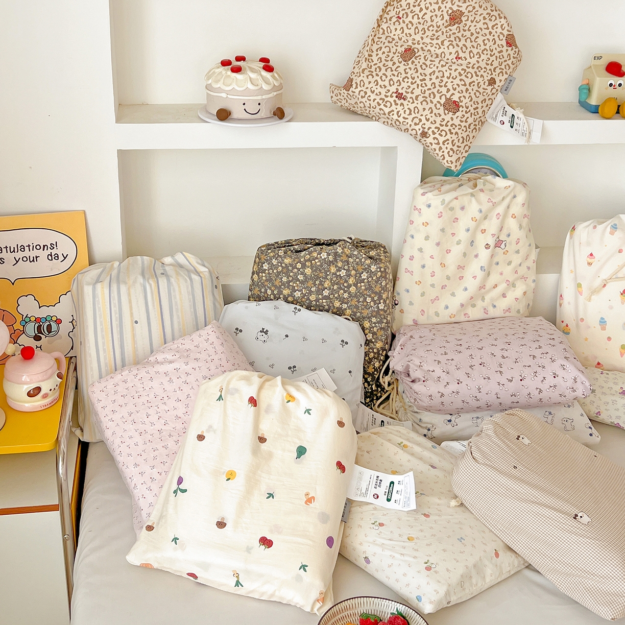 富米莱（原臻工厂） 2025新款A类古法水洗仿棉云感纱四件套 组合图仅供展示