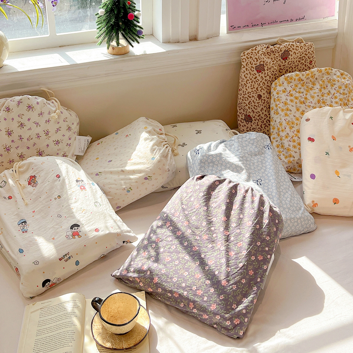 91家纺网 家纺一手货源 找家纺 富米莱（原臻工厂） 2025新款A类古法水洗仿棉云感纱四件套 组合图仅供展示