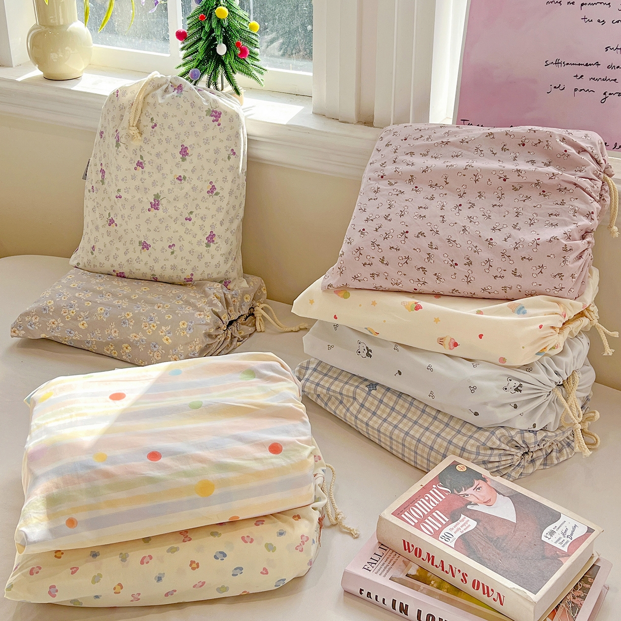 91家纺网 家纺一手货源 找家纺 富米莱（原臻工厂） 2025新款A类古法水洗仿棉云感纱四件套 组合图仅供展示