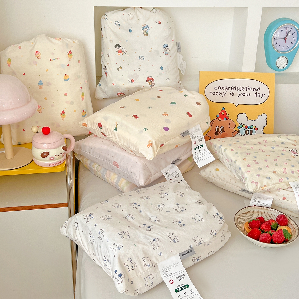 91家纺网 家纺一手货源 找家纺 富米莱（原臻工厂） 2025新款A类古法水洗仿棉云感纱四件套 组合图仅供展示