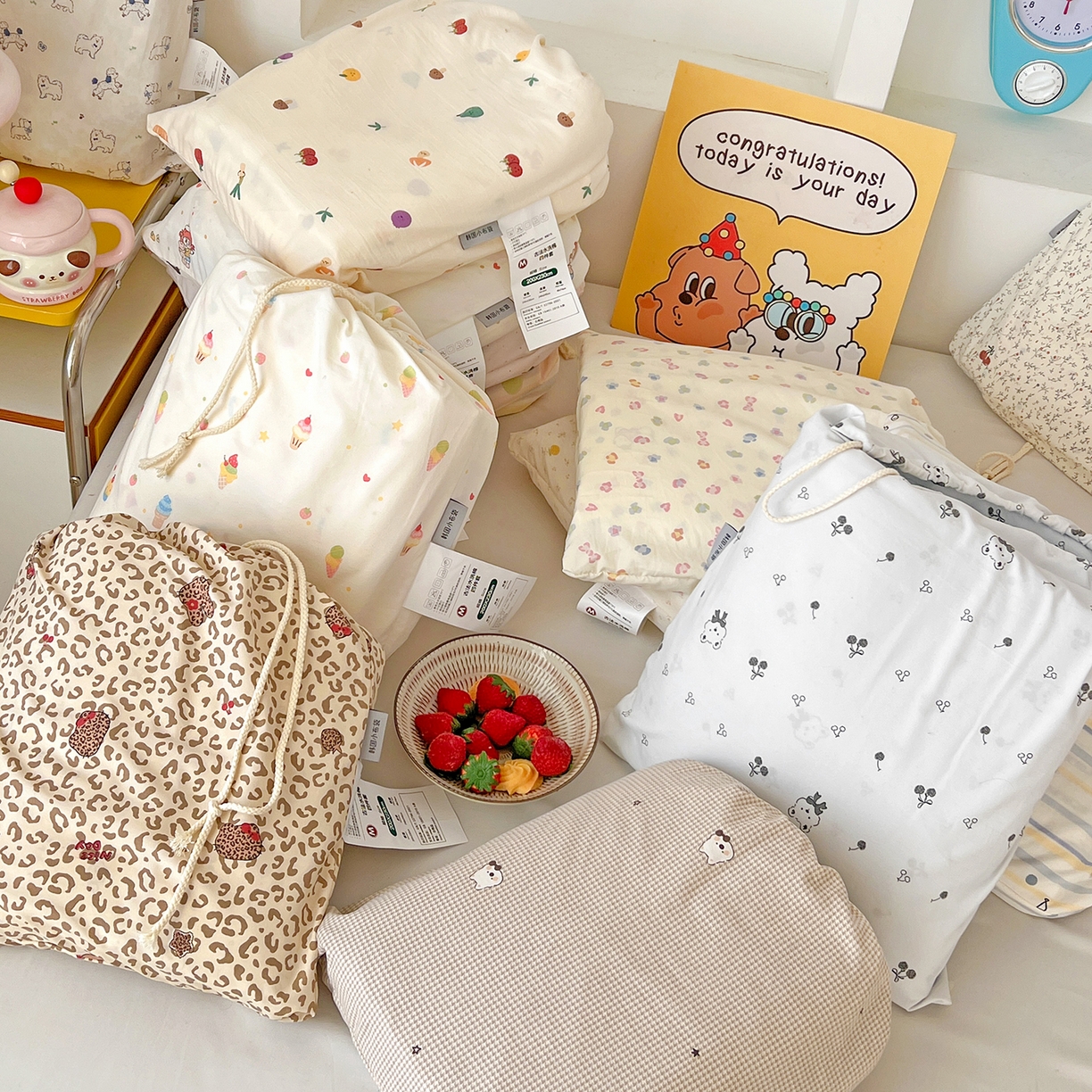 91家纺网 家纺一手货源 找家纺 富米莱（原臻工厂） 2025新款A类古法水洗仿棉云感纱四件套 组合图仅供展示