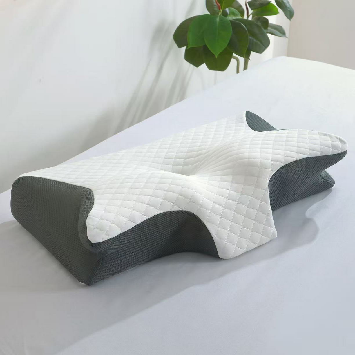 91家纺网 家纺一手货源 找家纺 （总）靓星家纺 2025新款跨境支撑性牛角枕深度睡眠碟形枕枕头枕芯