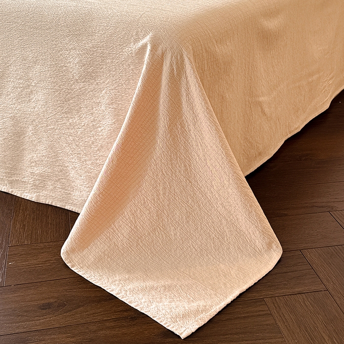 91家纺网 家纺一手货源 找家纺 遇见家居生活馆 2025新款亚麻双层纱印花四件套-往事 往事-奶油黄