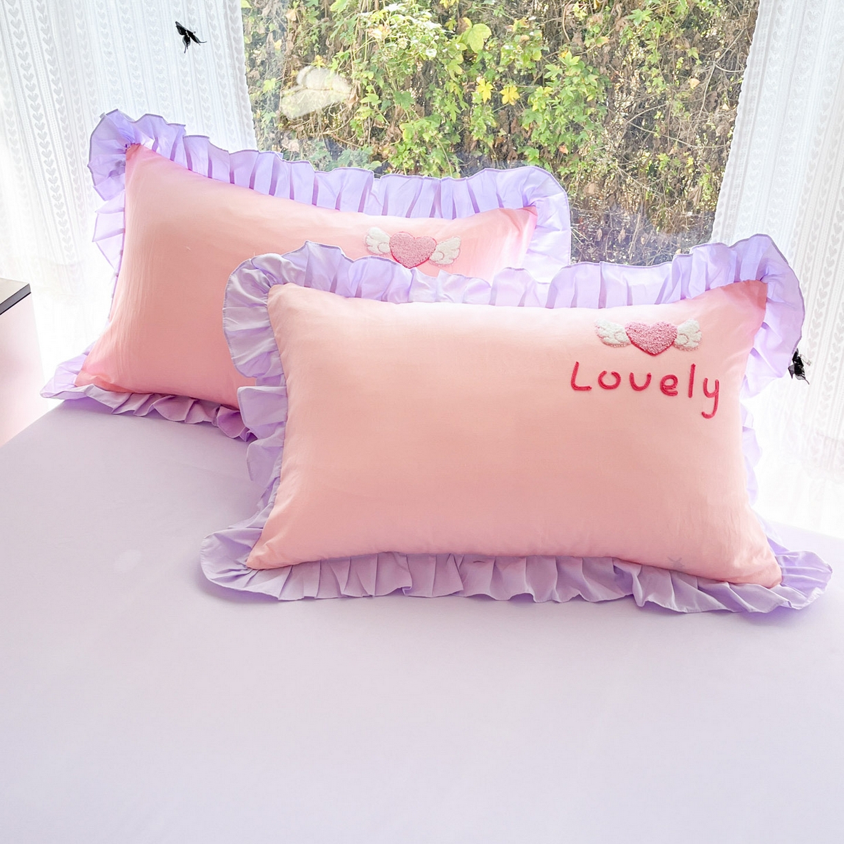 91家纺网 家纺一手货源 找家纺 泉欣家纺 2026新品网红卡通公主风毛巾绣花水洗棉四件套（专版花型）风铃团团 风铃团团  粉紫