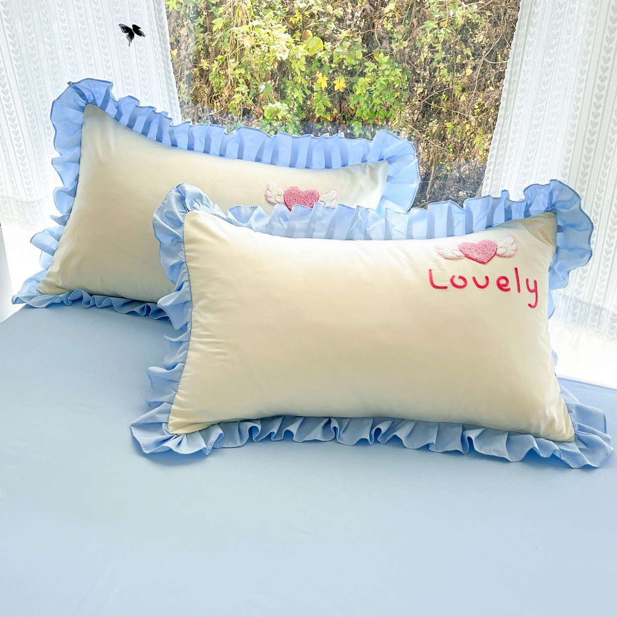 91家纺网 家纺一手货源 找家纺 泉欣家纺 2026新品网红卡通公主风毛巾绣花水洗棉四件套（专版花型）风铃团团 风铃团团  奶黄粉