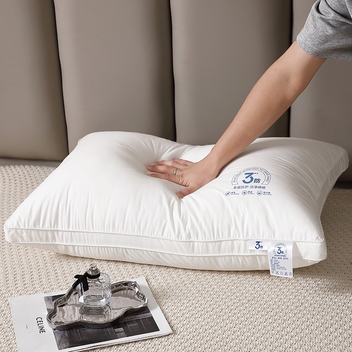 91家纺网 家纺一手货源 找家纺 佳尚枕芯 2025新款全棉纯棉三防家用可水洗防水防污渍护颈椎助睡眠枕头枕芯 纯棉三防立体高枕