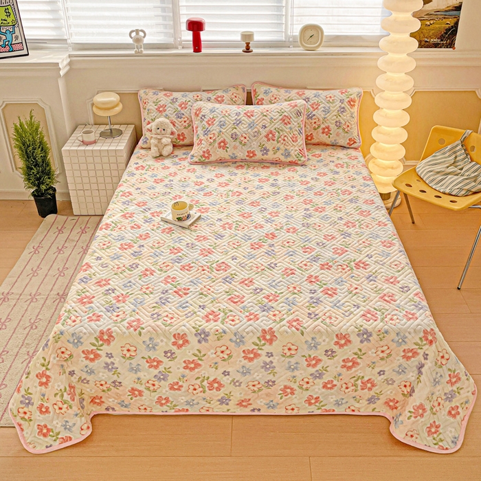 91家纺网 家纺一手货源 找家纺 羽爱 2025新款棉加绒床盖套件 春意花影