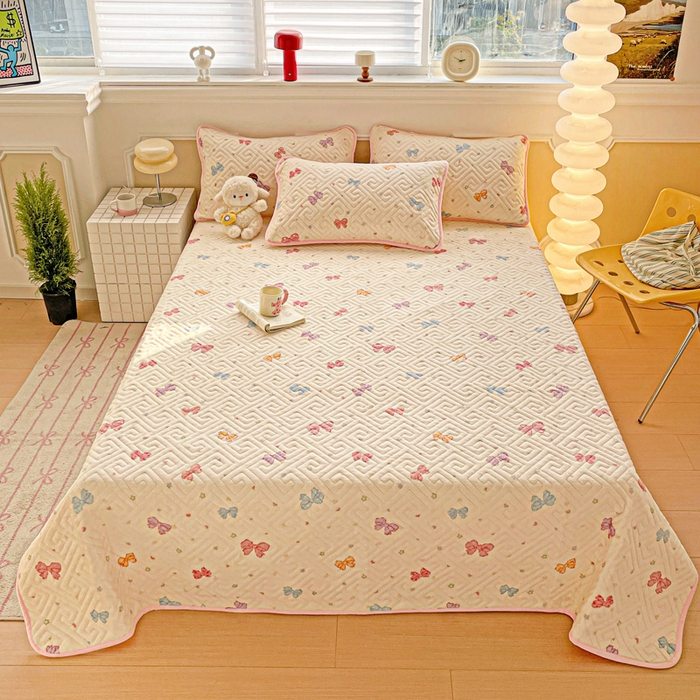 91家纺网 家纺一手货源 找家纺 羽爱 2025新款棉加绒床盖套件 蝴蝶星空