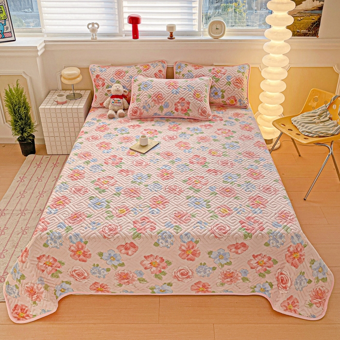 91家纺网 家纺一手货源 找家纺 羽爱 2025新款棉加绒床盖套件 花香四溢