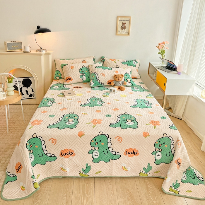 91家纺网 家纺一手货源 找家纺 羽爱 2025新款棉加绒床盖套件 元气恐龙