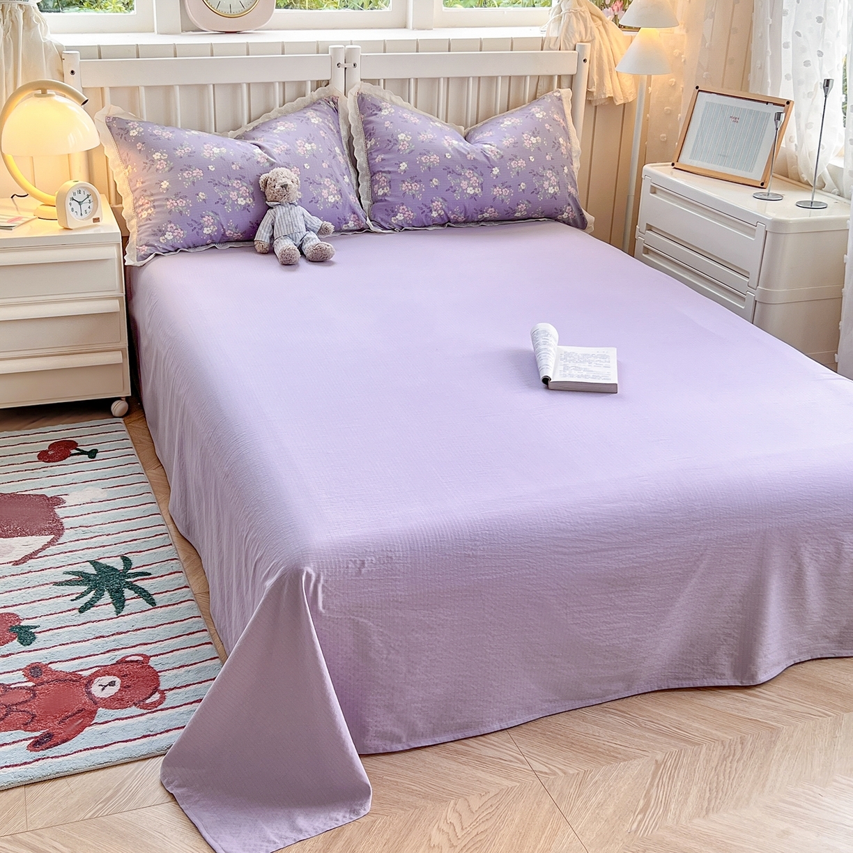 91家纺网 家纺一手货源 找家纺 （总）赫然家纺 2025新款云感皱皱双层纱法式镂空全棉花边款四件套