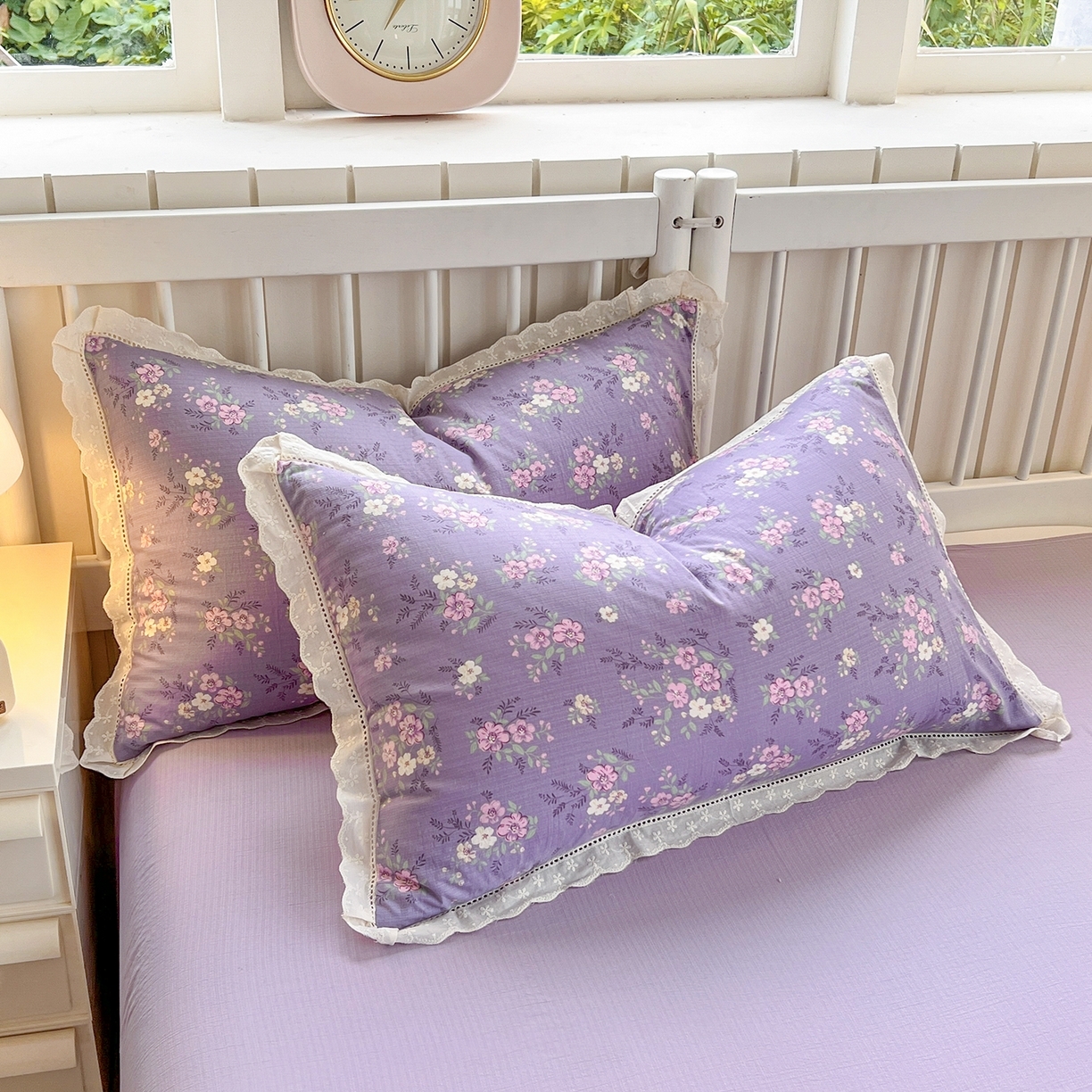 91家纺网 家纺一手货源 找家纺 （总）赫然家纺 2025新款云感皱皱双层纱法式镂空全棉花边款四件套