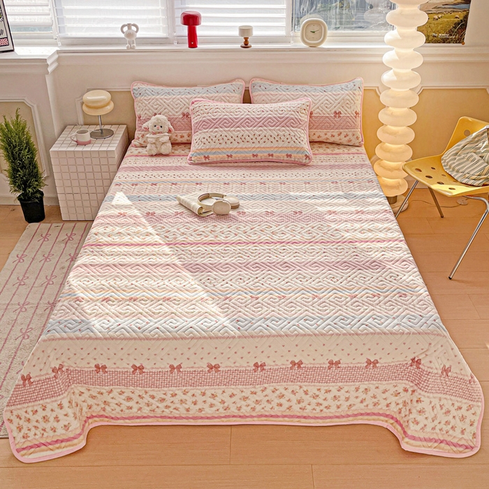 羽爱 2025新款棉加绒床盖套件 春色结语