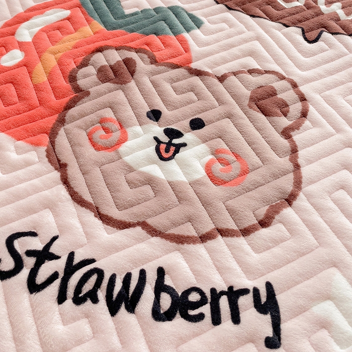 91家纺网 家纺一手货源 找家纺 羽爱 2025新款棉加绒床盖套件 果酱熊