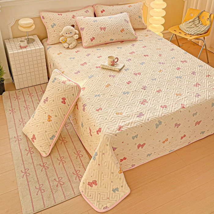 91家纺网 家纺一手货源 找家纺 羽爱 2025新款棉加绒床盖套件 蝴蝶星空