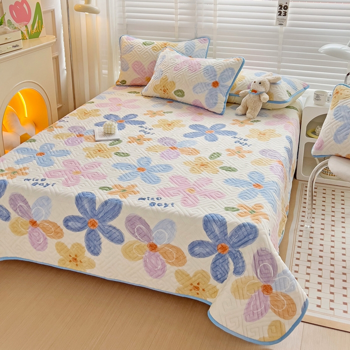 91家纺网 家纺一手货源 找家纺 羽爱 2025新款棉加绒床盖套件 花香