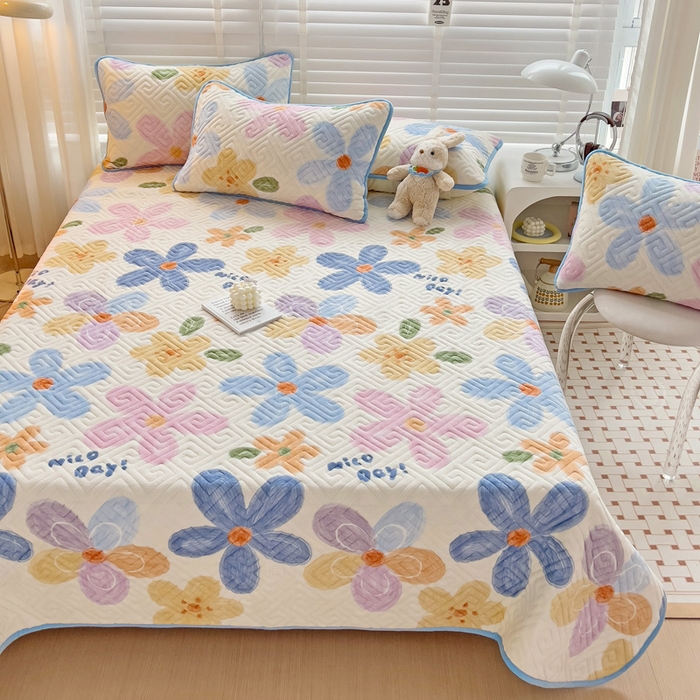 91家纺网 家纺一手货源 找家纺 羽爱 2025新款棉加绒床盖套件 花香