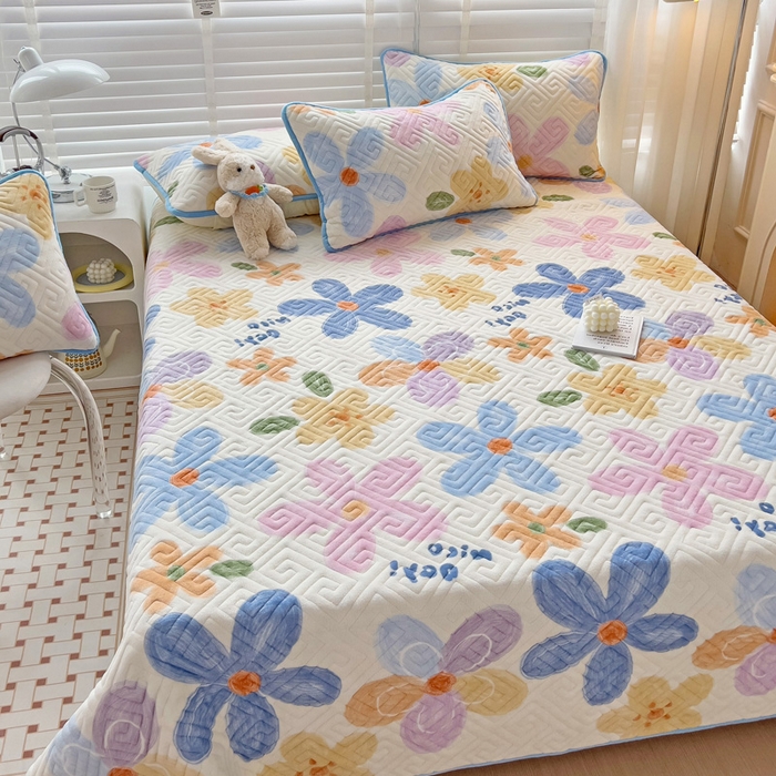 91家纺网 家纺一手货源 找家纺 羽爱 2025新款棉加绒床盖套件 花香